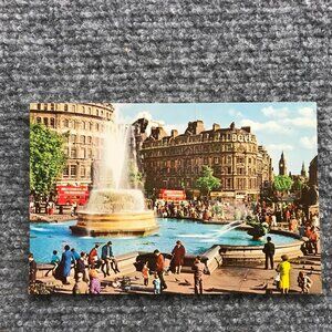 Vintage Postcard 1960s Fountain In Trafalgar Square London Natural Colour Series